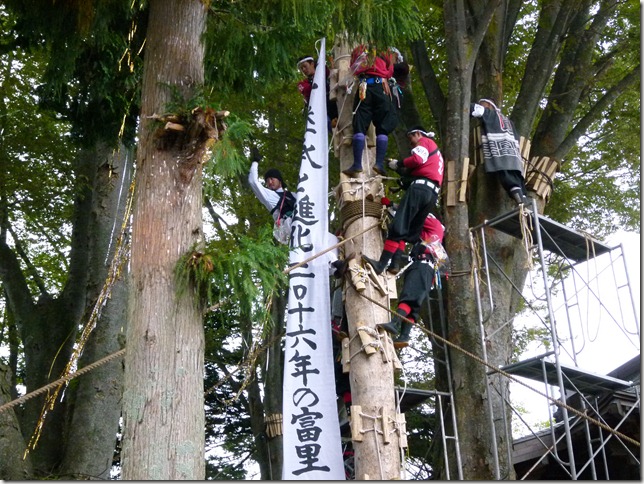 立ちあがった富里諏訪神社の御柱